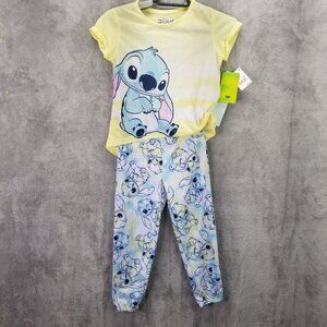 Girls Lilo & Stitch 2pc Short Sleeve Top & Pants Pajama Set Size XS (4/5)